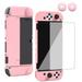 Fashion Joy-Con Shell Case Flip Cover Shell Dockable Hard Shell Protective Cover OLED Protective Case For Nintendo Switch Glass Screen Protector PINK