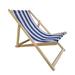 Garden Patio Wood Blue Sling Stripe Broad Chair Folding Chaise Lounge Chair