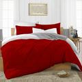 Full/Queen Size Microfiber Duvet Cover Reversible Ultra Soft & Breathable 3 Piece Luxury Soft Wrinkle Free Cooling Sheet (1 Duvet Cover with 2 Pillowcases Blood Red)