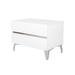 2 Drawer Modern Nightstand with Stainless Steel Accents and Legs, White