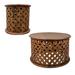 31, 17 Inch 2 Piece Farmhouse Round Coffee Table and Side End Table Set, Mango Wood, Cut Out Design, - 31Dia. x 19H