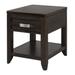 Joni 25 Inch Side End Table, 1 Drawer and Shelf, Espresso Brown Acacia Wood - 25 H x 20 W x 24 L Inches