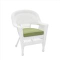 Jeco White Wicker Chair With Green Cushion