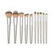 10pcs in 1 Set Champagne Hair Makeup Brushes Kit Portable Cosmetic Brushes Professional Cone Shape Brushes Wooden Handle Makeup