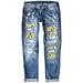 XZHGS High Waisted Jean Shorts Women Womens Denim Pants Straight Leg Pants Ripped Print Mid Waisted Straight Pants Jeans Sunflower Floral Jeans Compression Pantyhose for Women
