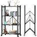 4-Tier Storage Shelves Heavy Duty Metal Shelf 27.9 x13.4 x47.8 Foldable Storage Shelf with Lockable Wheels Garage Shelf Metal Storage Rack Kitchen Shelf with 4 Hooks No Assemble Require Black