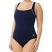 TYR NEW Navy Blue Womens 14 Contrast-Trim Performance One-Piece Swimsuit