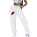 JWZUY Womens Softball Print Sweatpant Ankle-Length Drawstring Elastic High Waist Pant Casual Taper Jogger Pants White XXL