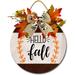 Eveokoki 12 Hello Fall Signs for Front Door Farmhouse Porch Rustic Round Wooden Hanging Wreaths for Housewarming Gift Festival Maple Leaves Decoration Outdoor Indoor Wall Decor