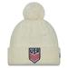 Women's New Era White USMNT Cabled Cuffed Knit Hat with Pom