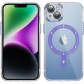 MagSafe Compatible Acrylic Crystal Case with Camera Lens Protector for iPhone 15 Plus - Purple