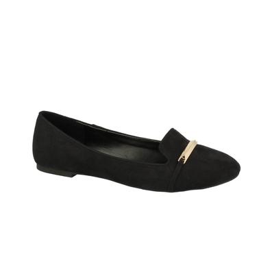 Shoes Sofia Gold Bar Front Suedette Loafers in Black / UK 3 - Tokyo Laundry