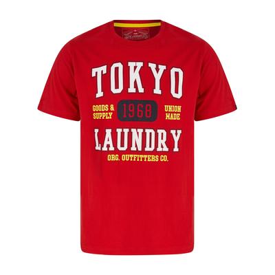 T-Shirts Oakdale Motif Cotton Jersey T-Shirt in Barados Cherry / S - Tokyo Laundry