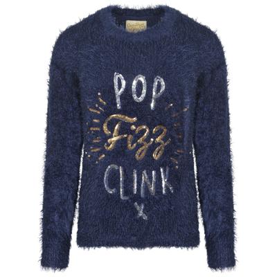 Jumpers Womens Lx Fizz Slogan Fluffy Knit Jumper in Dress Blues - Christmas Wishes / XS - Tokyo Laundry