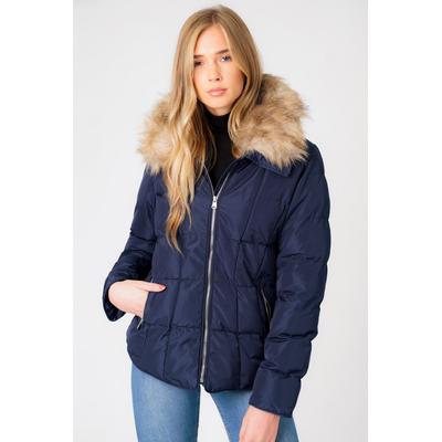 Coats / Jackets Bertie Funnel Neck Quilted Puffer Jacket With Detachable Fur Trim In Peacoat Blue / 8 - Tokyo Laundry