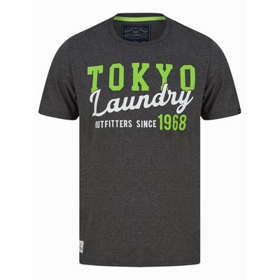 T-Shirts Within Motif Microstripe Cotton Jersey T-Shirt in Dark Grey / S - Tokyo Laundry
