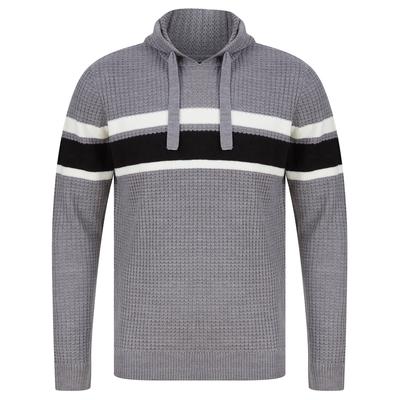 Jumpers Arcs Textured Waffle Knit Pullover Hoodie in Mid Grey Marl - Dissident / XL - Tokyo Laundry