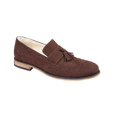 Shoes Seville Suede Brogue Loafers with Tassel Detail in Dark Brown / 7 (40) - Tokyo Laundry