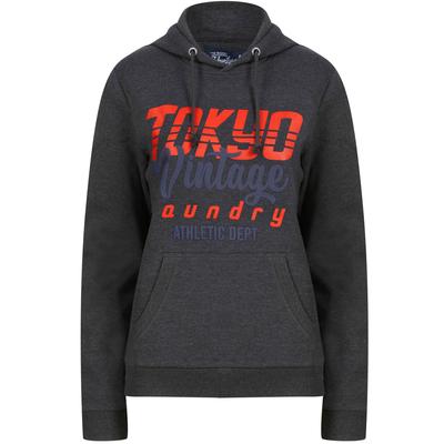 Hoodies / Sweatshirts Sporty Motif Brushback Fleece Pullover Hoodie in Charcoal Marl / 10 - Tokyo Laundry