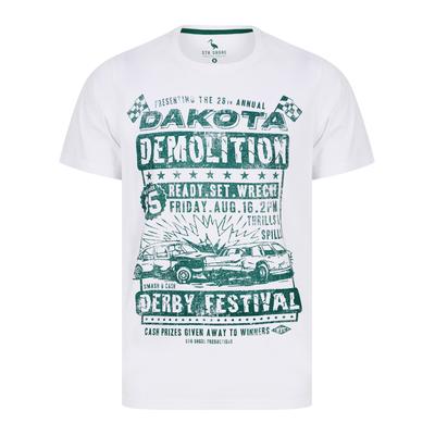 T-Shirts Destruction Derby Motif Cotton Jersey T-Shirt in Bright White - South Shore / M - Tokyo Laundry