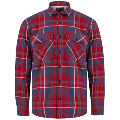 Shirts Kotka Borg Lined Cotton Flannel Checked Overshirt Jacket in Rio Red Check / XL - Tokyo Laundry
