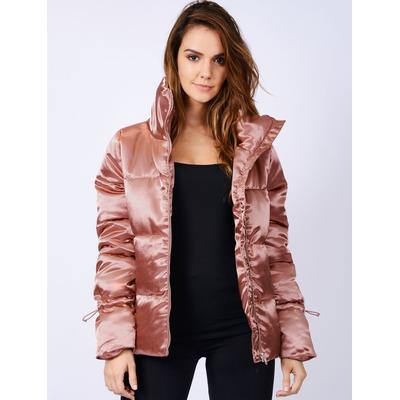 Coats / Jackets Edona Satin Quilted Puffer Jacket in Dusky Pink / 14 - Tokyo Laundry