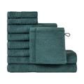 Homelover Organic Cotton 10 Piece Towel Set - 2 Bath Towels 4 Hand Towels 2 Washcloth 2 Face Cloth, 100% Luxury Turkish Cotton Towels for Bathroom, Forest Green Towel Sets