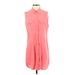 Equipment Casual Dress - Shirtdress Collared Sleeveless: Pink Print Dresses - Women's Size Small