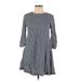 H&M Casual Dress - A-Line Crew Neck 3/4 sleeves: Blue Polka Dots Dresses - Women's Size 10