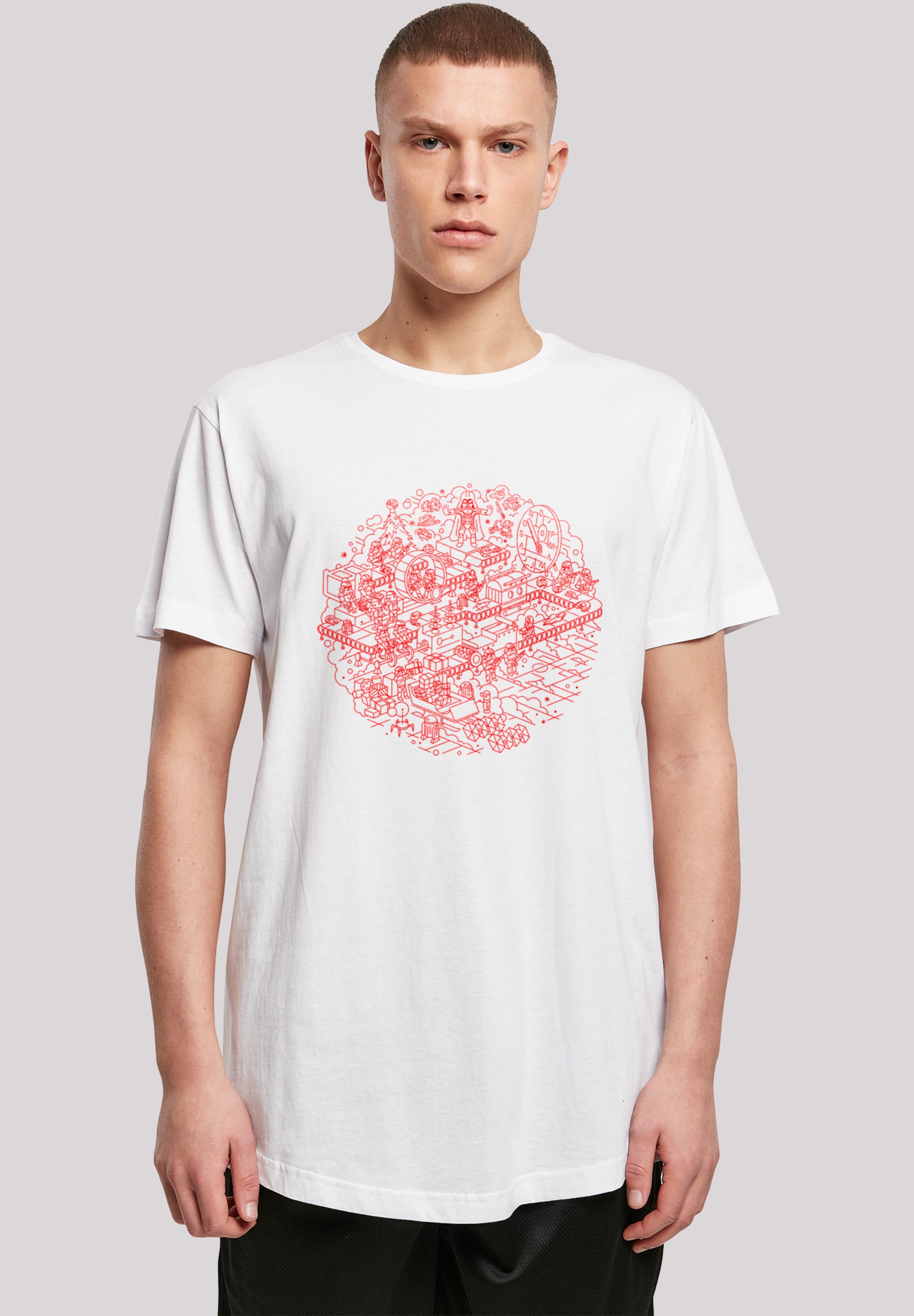 T-Shirt F4NT4STIC "Star Wars Christmas Death Star", Herren, Gr. 4XL, weiß, Obermaterial: 100% Baumwolle, regular fit, Rundhals, ohne Bündchen, Shirts, Print Image