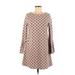 Wallflower Casual Dress - A-Line High Neck 3/4 sleeves: Tan Polka Dots Dresses - Women's Size Medium