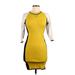 Karen Millen Casual Dress - Bodycon Crew Neck 3/4 sleeves: Yellow Color Block Dresses - Women's Size Small