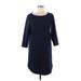 Gap Casual Dress - Shift Scoop Neck 3/4 sleeves: Blue Print Dresses - Women's Size 8