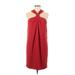 St. John Casual Dress - Shift High Neck Sleeveless: Red Solid Dresses - Women's Size 10