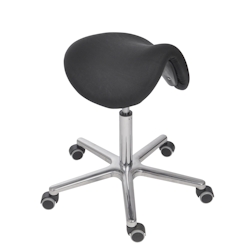 PROREGAL Antistatischer Sattelhocker Lexington, ESD-Sitz & Sitzneige, Sitzhöhe 53-72cm, Kunstleder-Sitz, Aluminium-Fußkreuz, Rollen Image