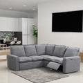 Gray Reclining Sectional - Hokku Designs Jeromey Reclining Sofa Power Recliner Chair Home Theater Seating | 37.4 H x 89.7 W x 89.7 D in | Wayfair