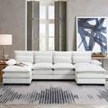 White Reclining Sectional - Latitude Run® 3 - Piece Upholstered Sectional Chenille/Upholstery, Solid Wood | 32.7 H x 109.8 W x 55.9 D in | Wayfair