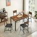 Industrial Style 5-Piece Dining Table Set with 1 Table and 4 PU Upholstered Chairs, Metal Frame Support