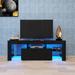 Black Entertainment Center TV Stand Base Stand with LED RGB Lights Flat Screen TV Cabinet Center Media Console Table