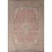 Pink Tabriz Persian Vintage Rug Hand-Knotted Traditional Wool Carpet - 6'9"x 9'8"
