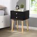 Nightstand with 2 Drawers and Rubber Wood Legs, Mid-Century Modern Storage Cabinet for Bedroom Living Room