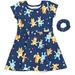 Bluey Bingo Toddler Girls French Terry Skater Dress and Scrunchie Infant to Big Kid