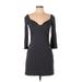 Z Spoke by Zac Posen Cocktail Dress - Sheath Plunge 3/4 sleeves: Black Print Dresses - Women's Size Large