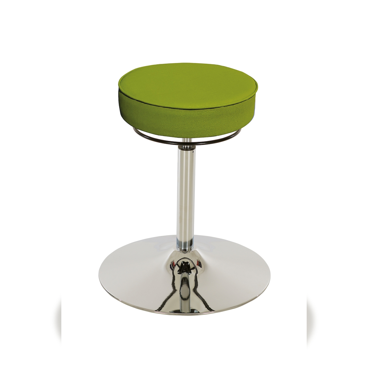 PROREGAL Drehhocker Indianapolis High | Sitzhöhe 52-71cm | Ø 50cm | Tragfähigkeit 110kg | Kunstleder-Sitz | Verchromter Stahltellerfuß | Limone Image