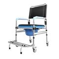 Bedside Commode Wheelchair, Aluminum Alloy Folding Chair with Wheels for Elderly, Seniors and Disabled, Padded Seat, 330 Lbs Bathroom Wheelchairs