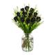 Dozen Black Rose Bouquet - Large and Luxurious - 12 Fresh Black Roses with Lush Exotic Foliage and Palm