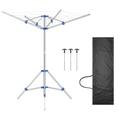 Tumu Rotary Washing Line Foldable | 4 Arms 16M Large Drying Area | Free Standing Aluminium Camping Clothes Airer With 3 Stable Legs | Free Storage Bag | Best for Indoor, Outdoor or Camping Use