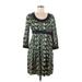 Diane von Furstenberg Casual Dress Scoop Neck 3/4 sleeves: Green Color Block Dresses - Women's Size 6