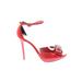 Karen Millen Heels: Red Solid Shoes - Women's Size 38.5 - Peep Toe