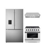 Cosmo 3 Piece Kitchen Appliance Package w/ French Door Refrigerator, 36" Gas Freestanding Range, & Insert Range Hood | Wayfair COS-4PKG-1203